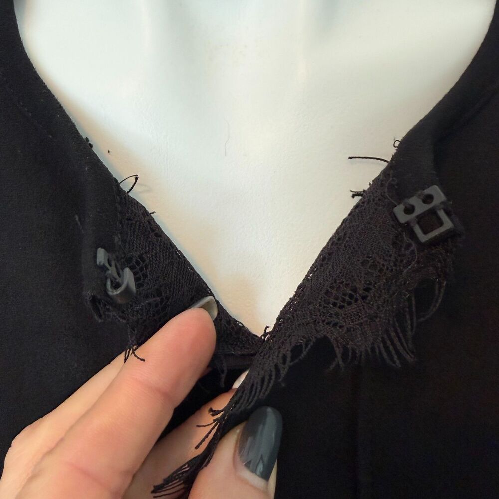 Joan Vass Faux Suede Lace Trim Jacket M Lagenlook Boho Chic Soft Goth Dark Twee - Picture 4 of 9
